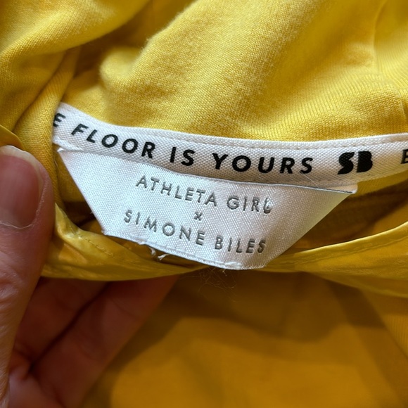 ATHLETA GIRL 14 Yellow x Simone Biles "Because I Can" Hoodie Kangaroo Pouch - Picture 8 of 10